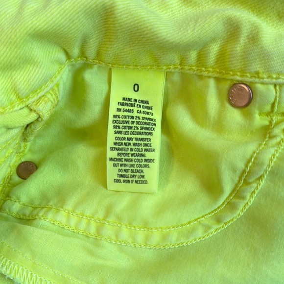 American Eagle Outfitters Neon Yellow Cutoff Jean Shorts Size 0 - Picture 3 of 8